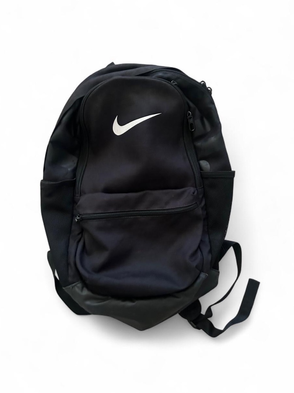 Nike Black Backpack with White Swoosh | Two Pockets and Two Slots for Bottles